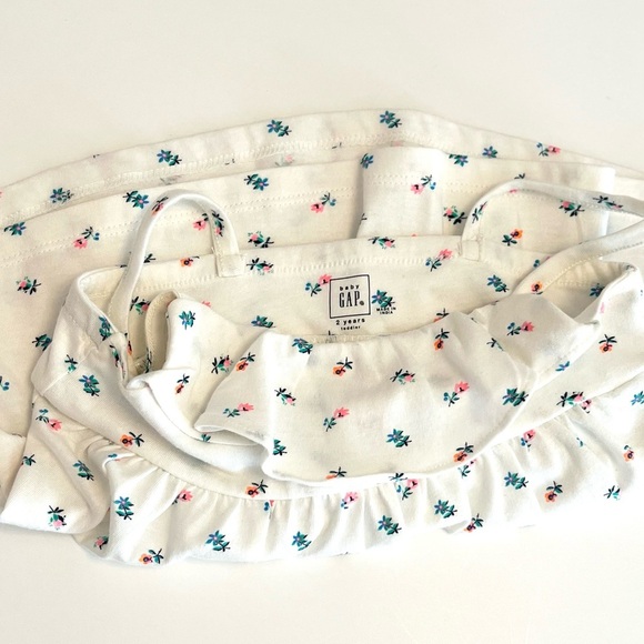 GAP White Floral Print Spaghetti Strap Top with Ruffle Girls 2T - SO Pretty - Picture 2 of 5